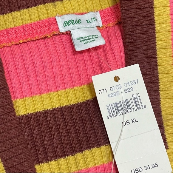 Aerie Skirt Womens Striped Ribbed Midi Skirt Side Slits Sz XL NWT - Picture 5 of 7